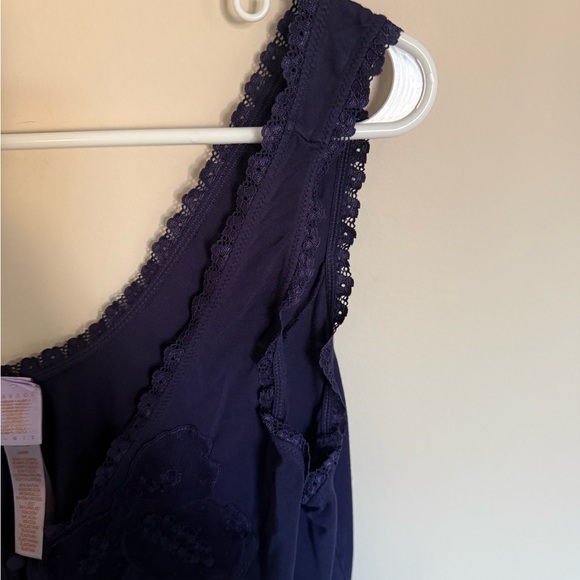 Savage X Fenty A Peek Behind the Lace Baby Doll Navy Blue Loungewear Dress Sz L - Picture 7 of 8